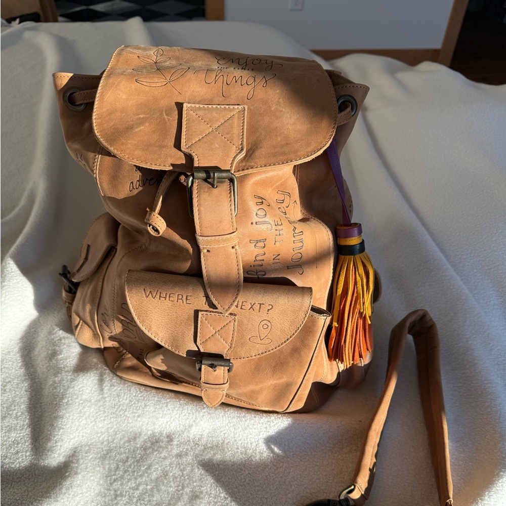 Leather travel backpack ONE OF A KIND